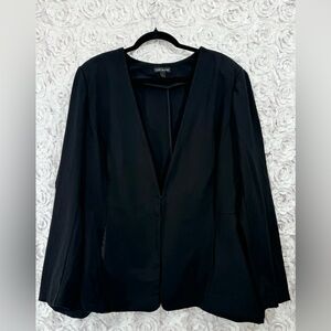 Lane Bryant Single Clasp Blazer Jacket Womens 24 Black Long Sleeve Career Coat